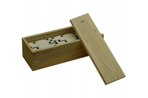 Dbl 6 Natural Finish Wooden Box (Dominoes not included)
